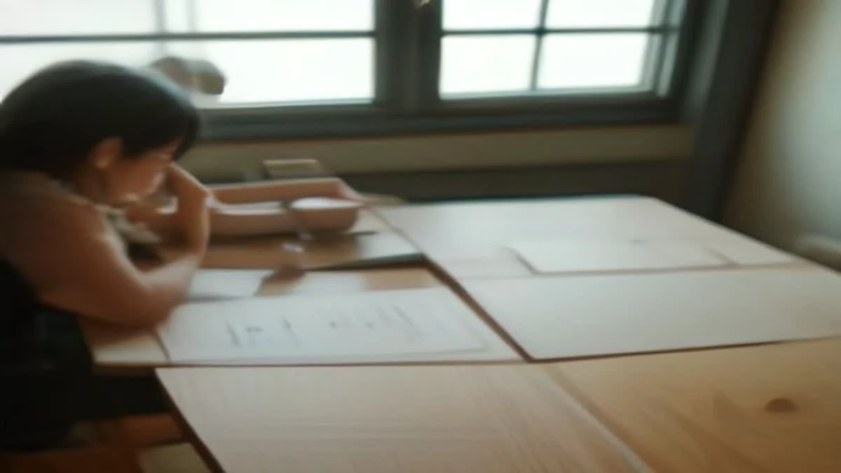 Photograph: over-the-shoulder view of a small office meeting with two people reviewing printed charts on a desk